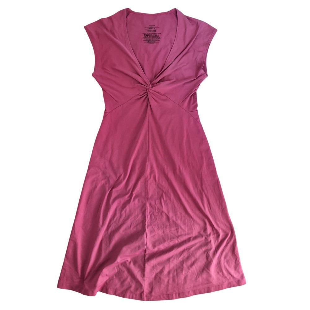 Patagonia S Kamala Twist Front V-Neck Dress Cap Sleeve Nylon Spandex Gorpcore